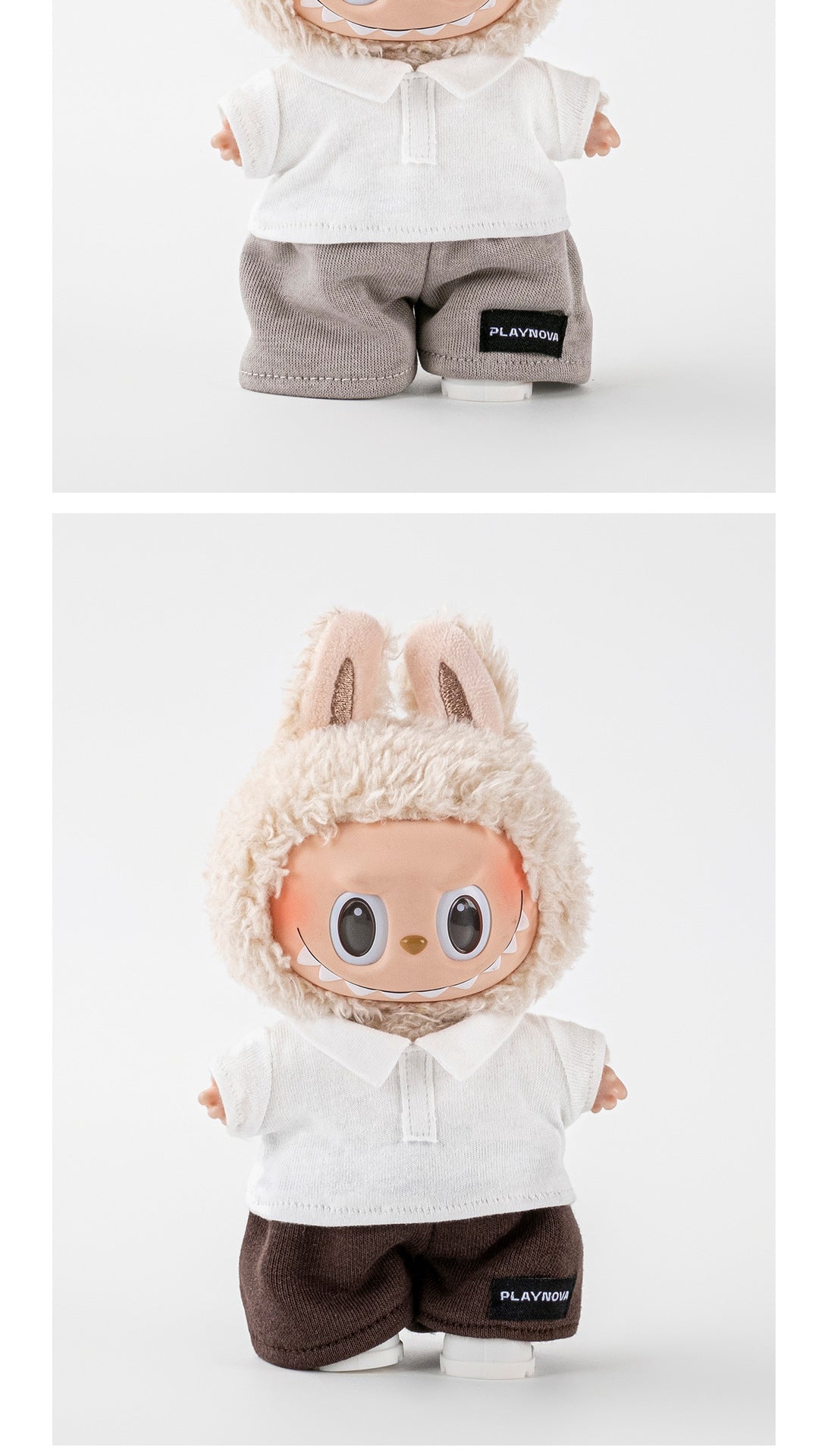 (only-clothes) POLO Short Sleeve Series Set Suitable for Labubu Macaron Sitting Clothes Labubu 17cm First Generation Doll Clothes
