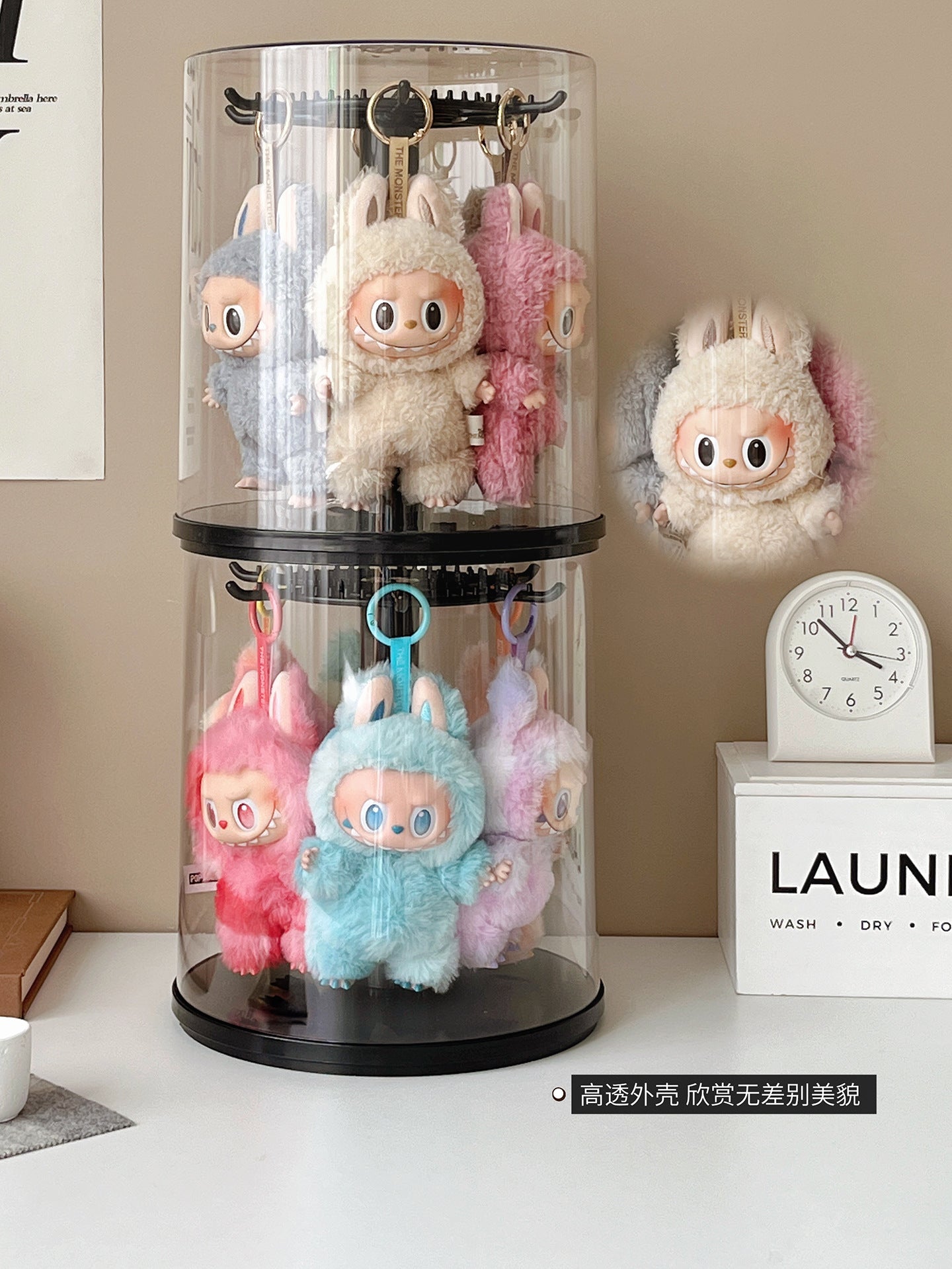 Labubu Vinyl Storage Box Pendant Labubu Display Box Transparent Black Bubble Mart Doll Ornament Blind Box