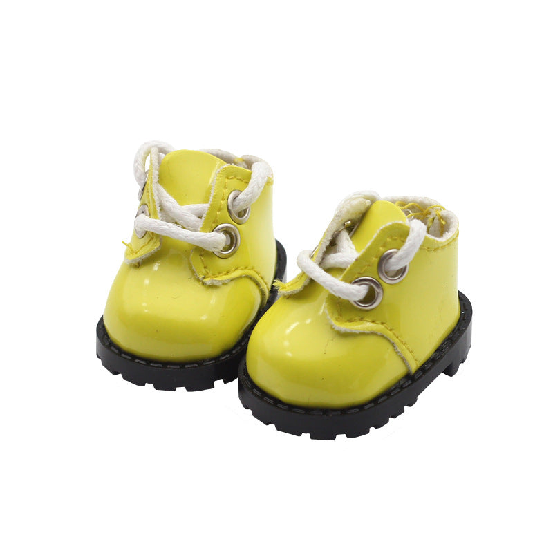 (only-clothes) Labubu 10cm Cotton Doll Shiny Leather Round Toe Lace-up Suit Shoes Finger Shoes 3.8*2.3cm