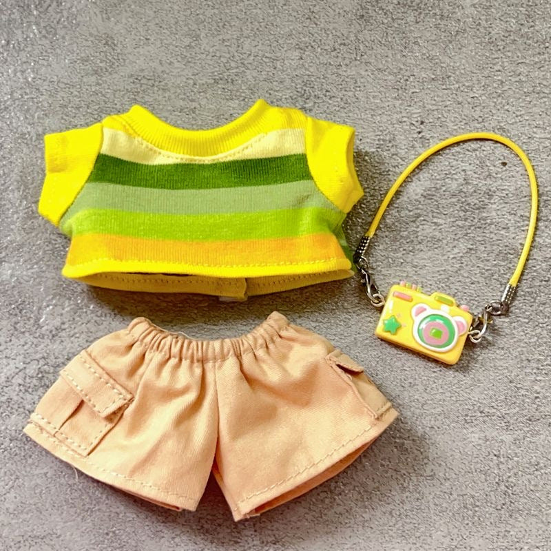 (only-clothes) First, Second, and Third Generation Labubu Summer T-Shirt Dress-Up Fisherman Hat Clothes Hot-Selling Standing Dress-Up Pendant Accessories