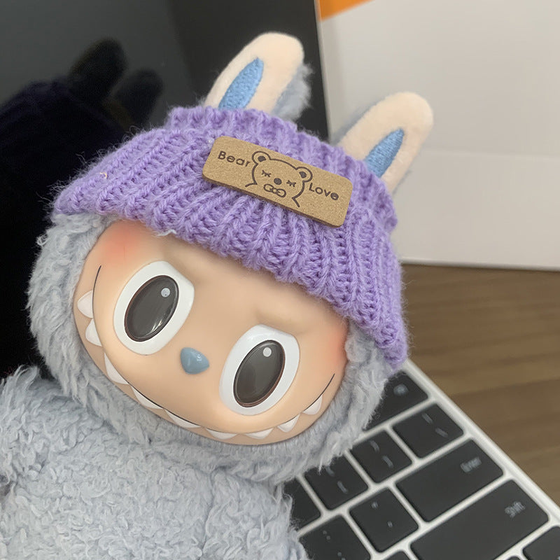 (only-clothes) Labubu Baby Clothes Vinyl Doll Knitted Sweater Hat Casual Trendy Outfit (doll not included)