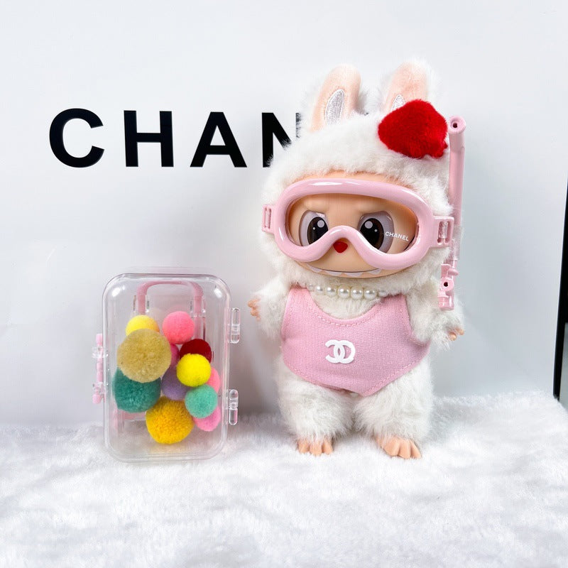(only-clothes) Labubu Baby Clothes Accessories Little Chanel Style Swimsuit Set Vinyl Blind Box First Second Third Generation Labubu Clothes Replacement