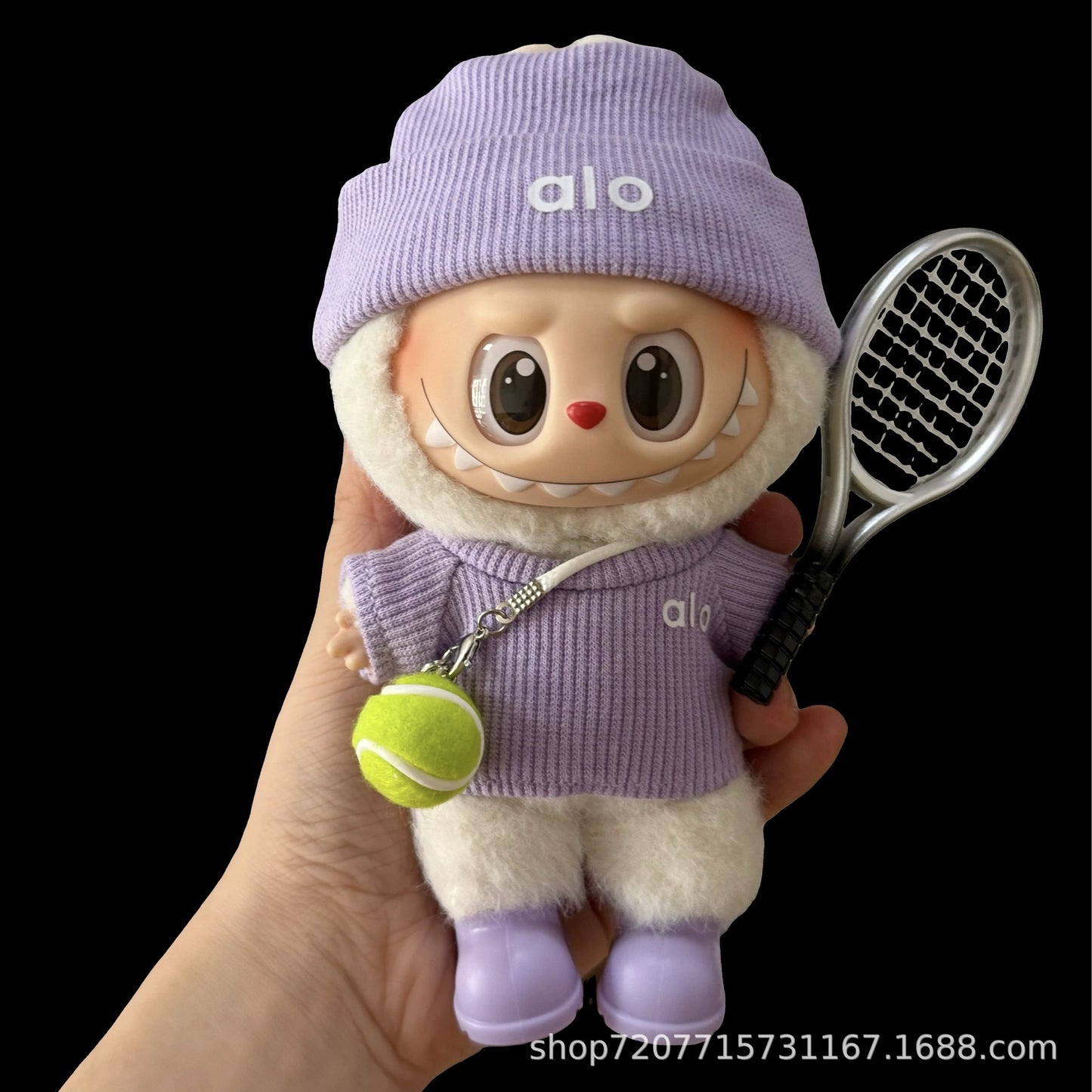 (only-clothes) In Stock Alo Knitted Labubu Tennis Baby Clothes Sports Set First Second Third Generation Sitting Party Labubu Clothes
