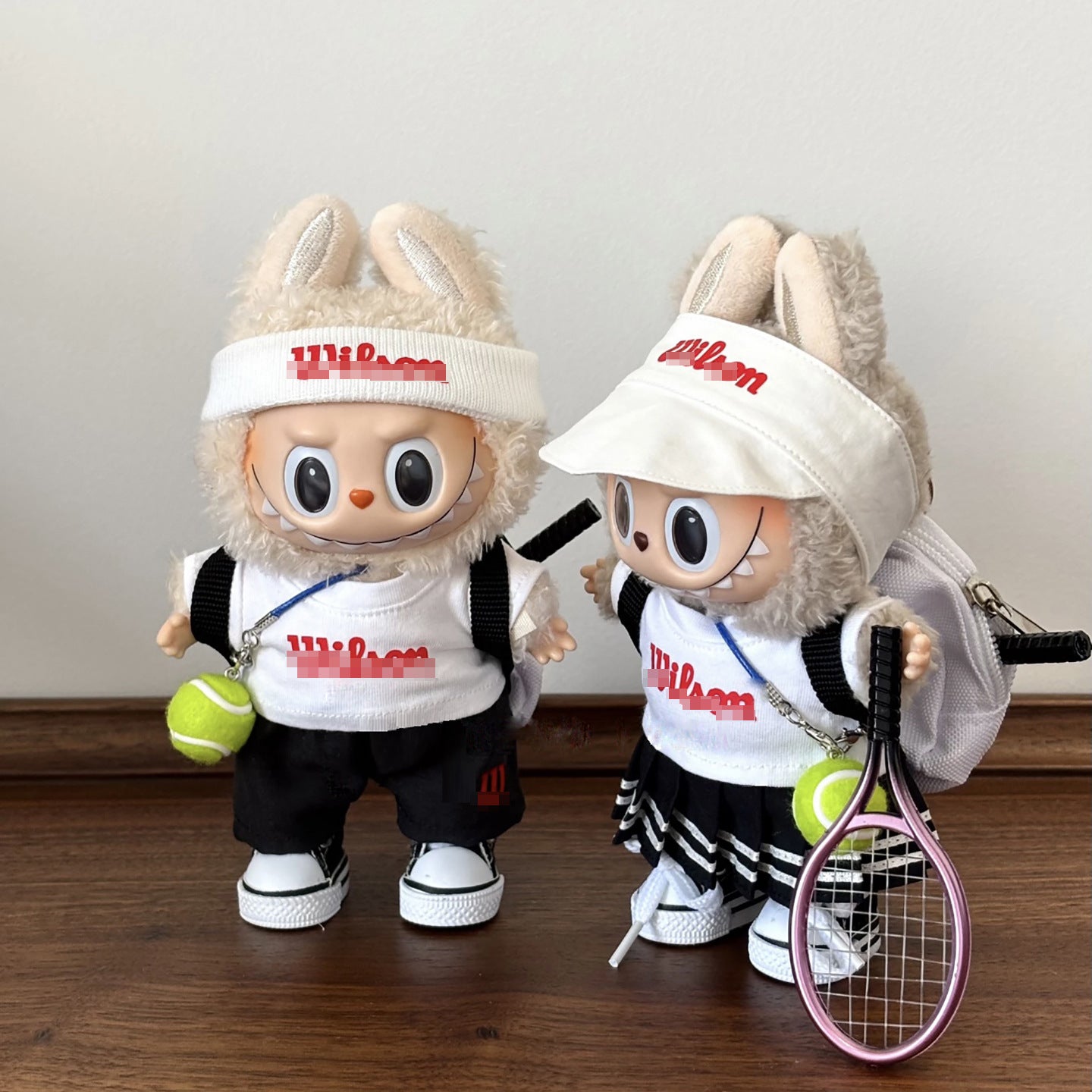 (Only-Clothes) Labubu Vinyl Doll Handmade Automobiles Curtain Cloth Tennis Clothing Doll Clothes 17cm Doll One, Two, Three Generation Sports Suit