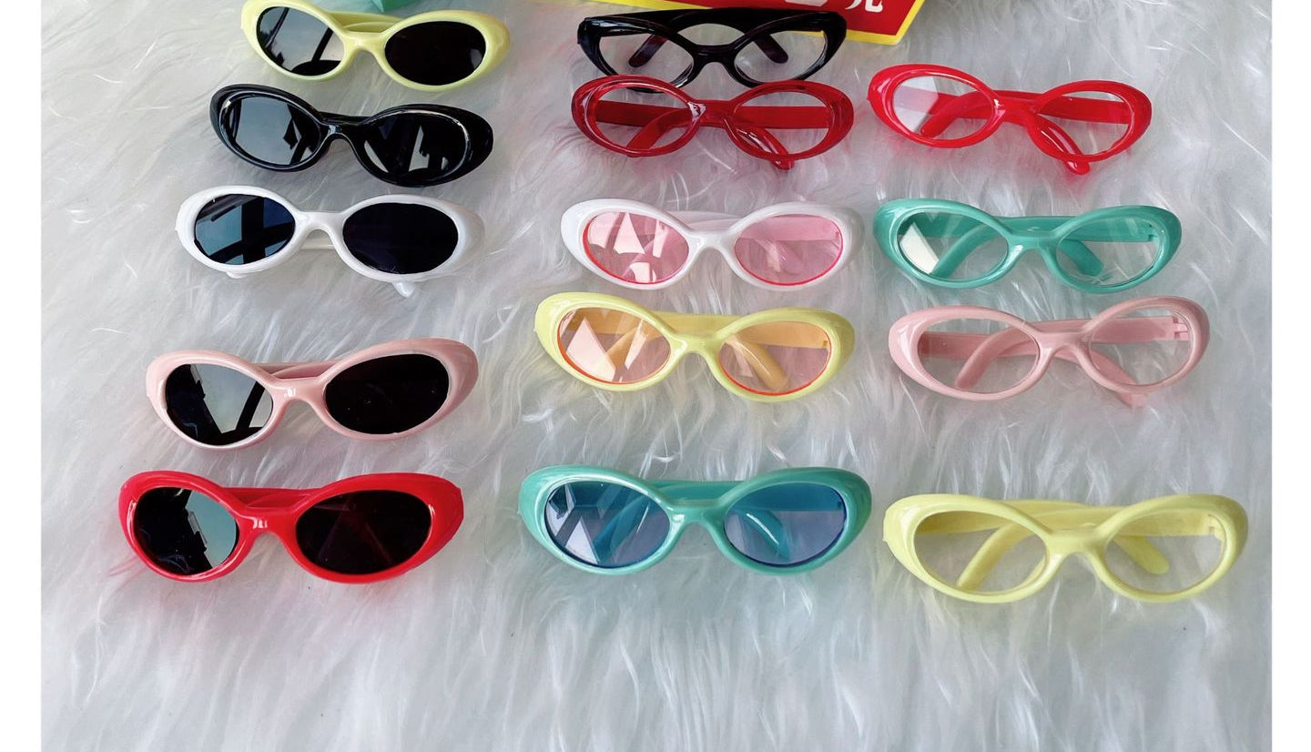 (only-clothes) 6.5cm Small Glasses Labubu Glasses Sunglasses Self-Deprecating Bear Glasses Small Cotton Doll Glasses