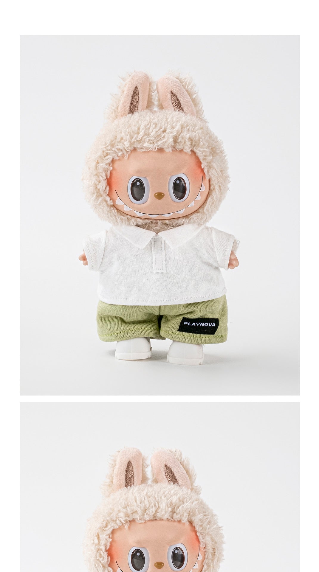 (only-clothes) POLO Short Sleeve Series Set Suitable for Labubu Macaron Sitting Clothes Labubu 17cm First Generation Doll Clothes
