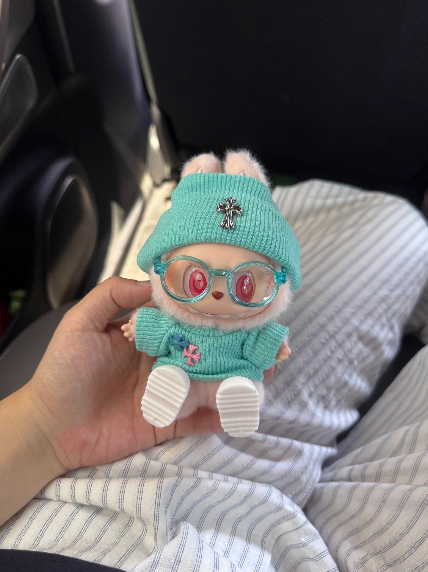 (Only-Clothes) Automobiles Curtain Cloth Doll Clothes Cross Heart Tiffany Blue One Two Three Generation Labubu Clothes Heart Green 17cm Fashion Brand