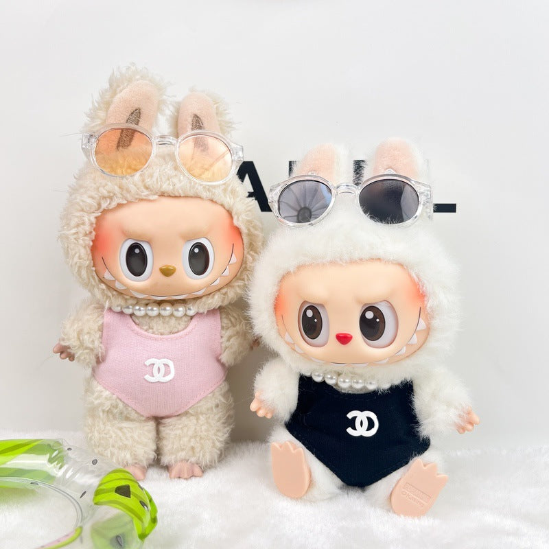 (only-clothes) Labubu Baby Clothes Accessories Little Chanel Style Swimsuit Set Vinyl Blind Box First Second Third Generation Labubu Clothes Replacement