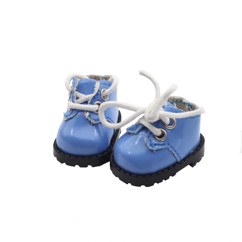 (only-clothes) Labubu 10cm Cotton Doll Shiny Leather Round Toe Lace-up Suit Shoes Finger Shoes 3.8*2.3cm