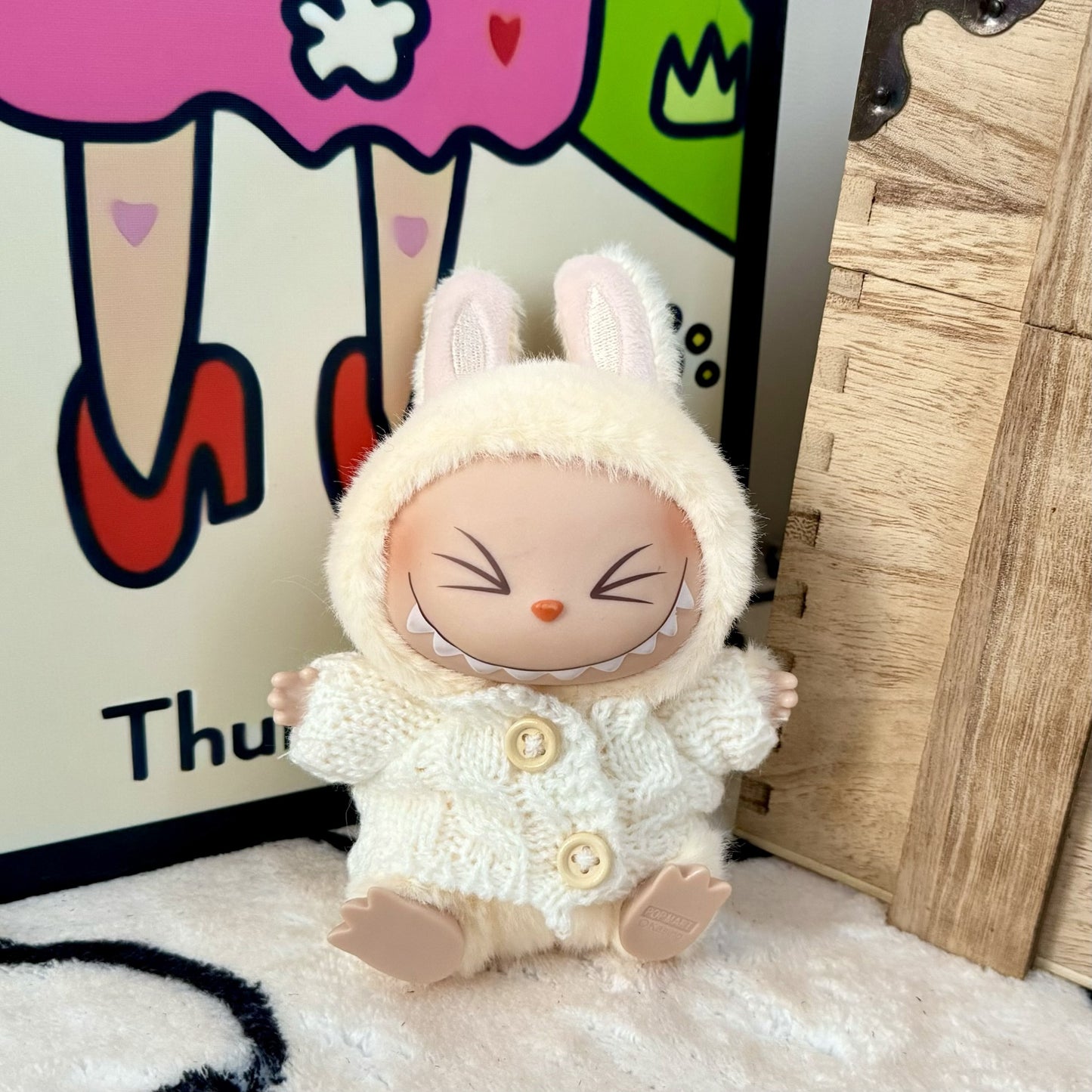 (only-clothes) First and Second Generation Keychain Labubu Clothing Pendant Labubu Hat Sitting Party Sweater Warm Winter Set Scarf