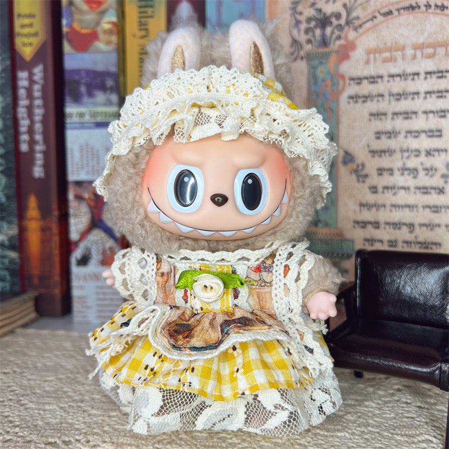 (only-clothes) Suitable for 17cm Labubu Vinyl Doll Plush Toy and Other Wearable Clothes Dress Up Skirt Set