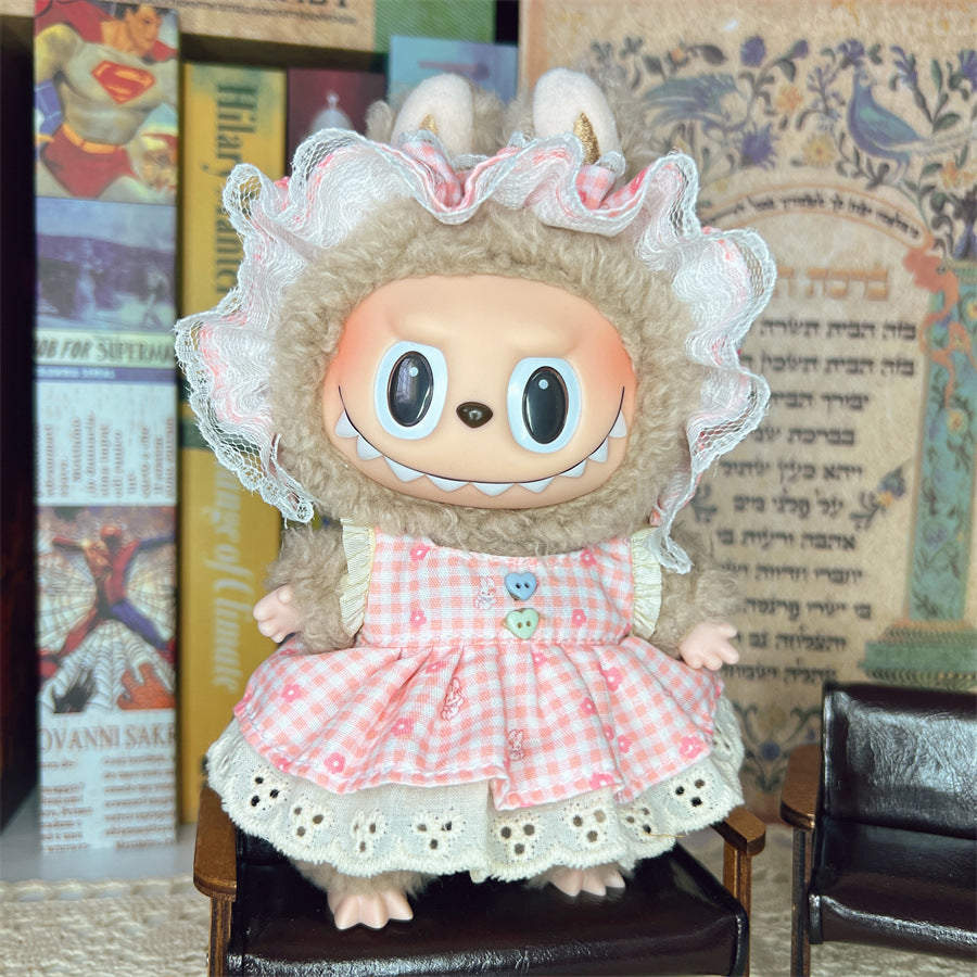 (only-clothes) Suitable for 17cm Labubu Vinyl Doll Plush Toy and Other Wearable Clothes Dress Up Skirt Set