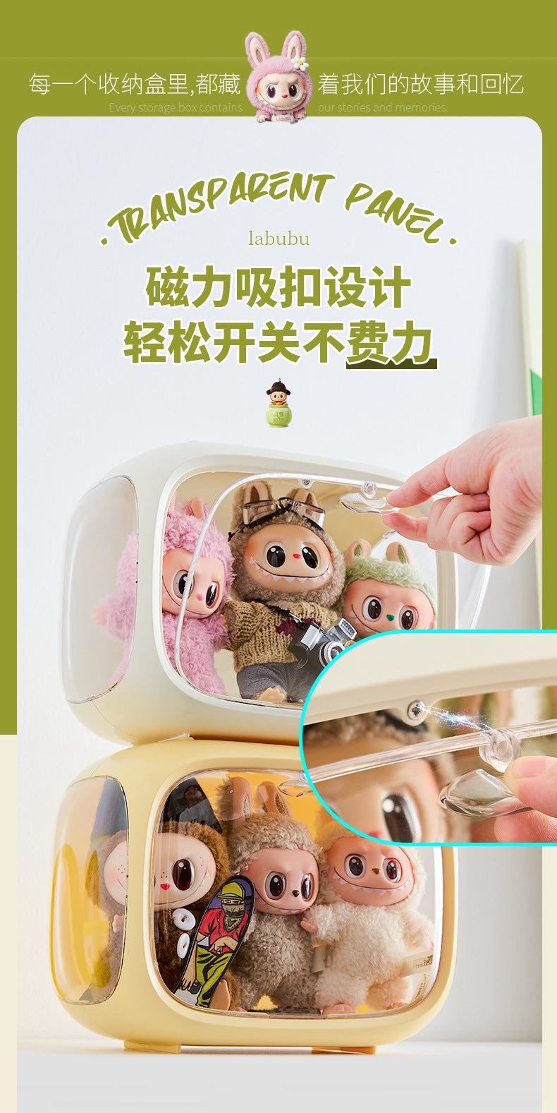 Space Capsule Labubu Blind Box Storage Box Transparent Bubble Mart White Box Display Figurine Display Stand