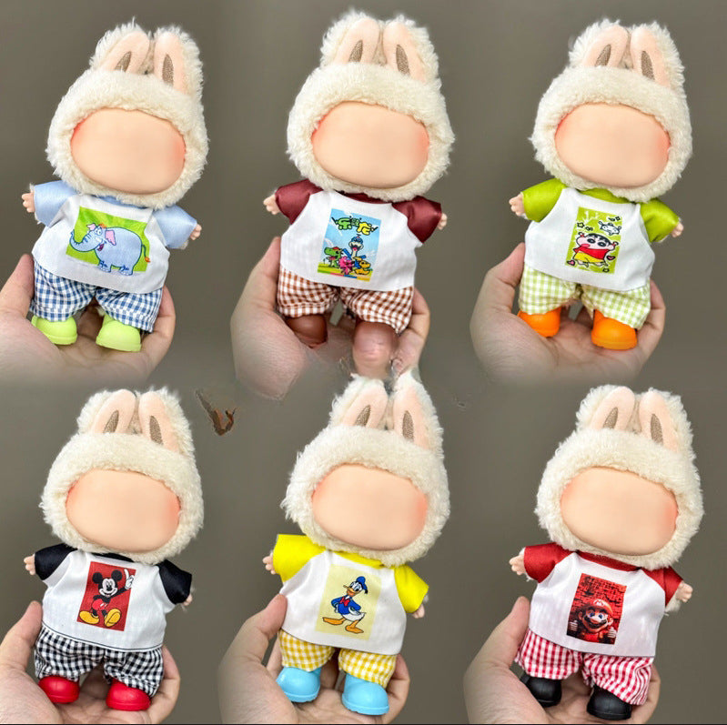 (Only-Clothes) Clothes Only Suitable for Generation Second Generation and Third Generation Pull Clothes 17cm Blind Box Pendant Trendy Vinyl Doll Cloth Ragdoll