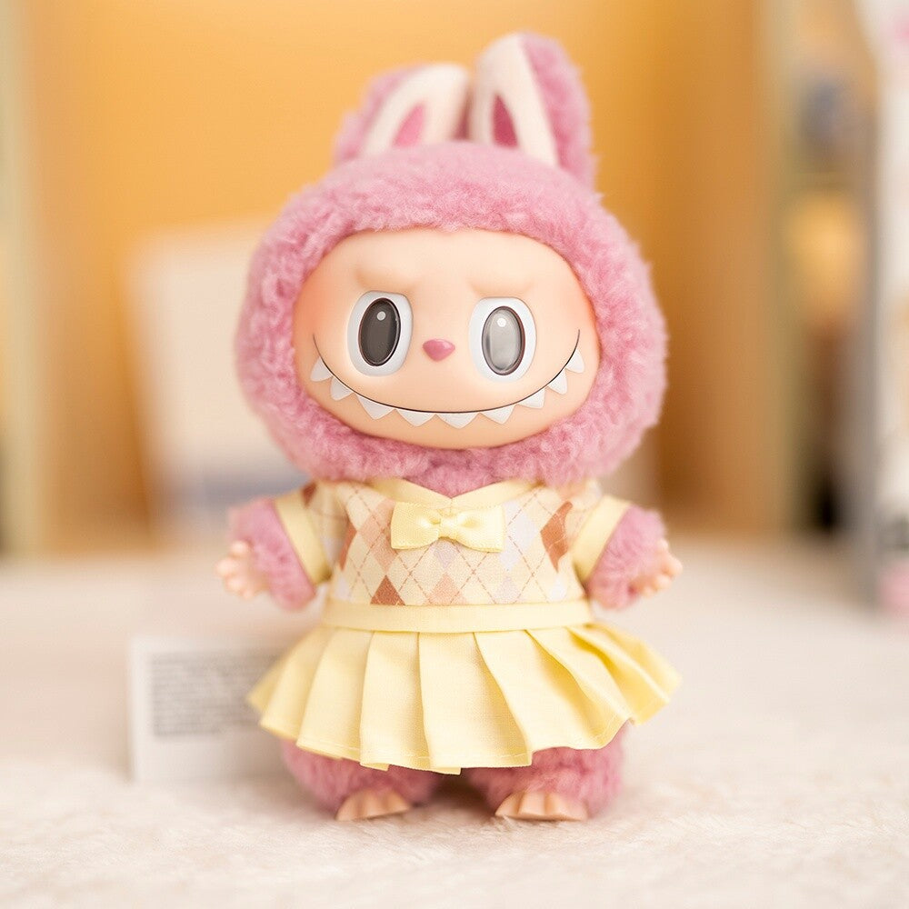(only-clothes) Labubu Doll Clothes 17cm Labubu Clothes Blind Box Doll Dress Up Set Cute Dress Up British Style Set