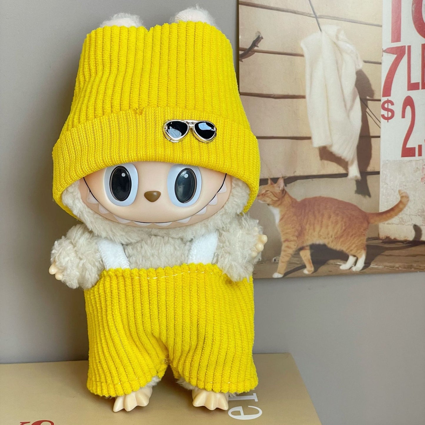 (only-clothes) Only Clothes Labubu Doll Clothes Cute Yellow Set Sweater Hat First and Second Generation Vinyl Doll Clothes