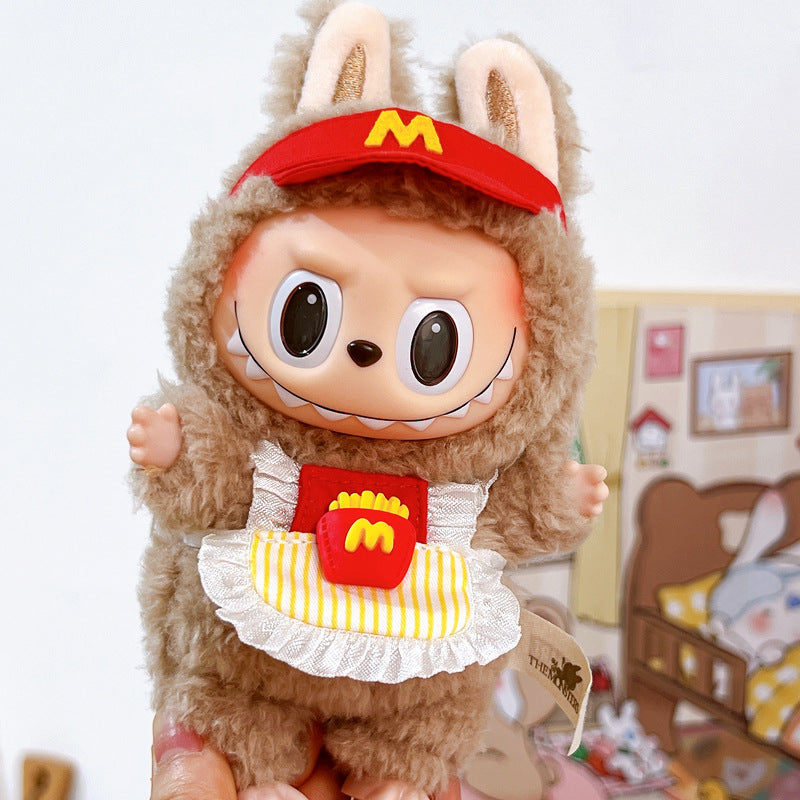 (only-clothes) Labubu Doll Clothes 17cm Heartbeat Macaron Vinyl Face Labubu Dress-Up Doll Accessories