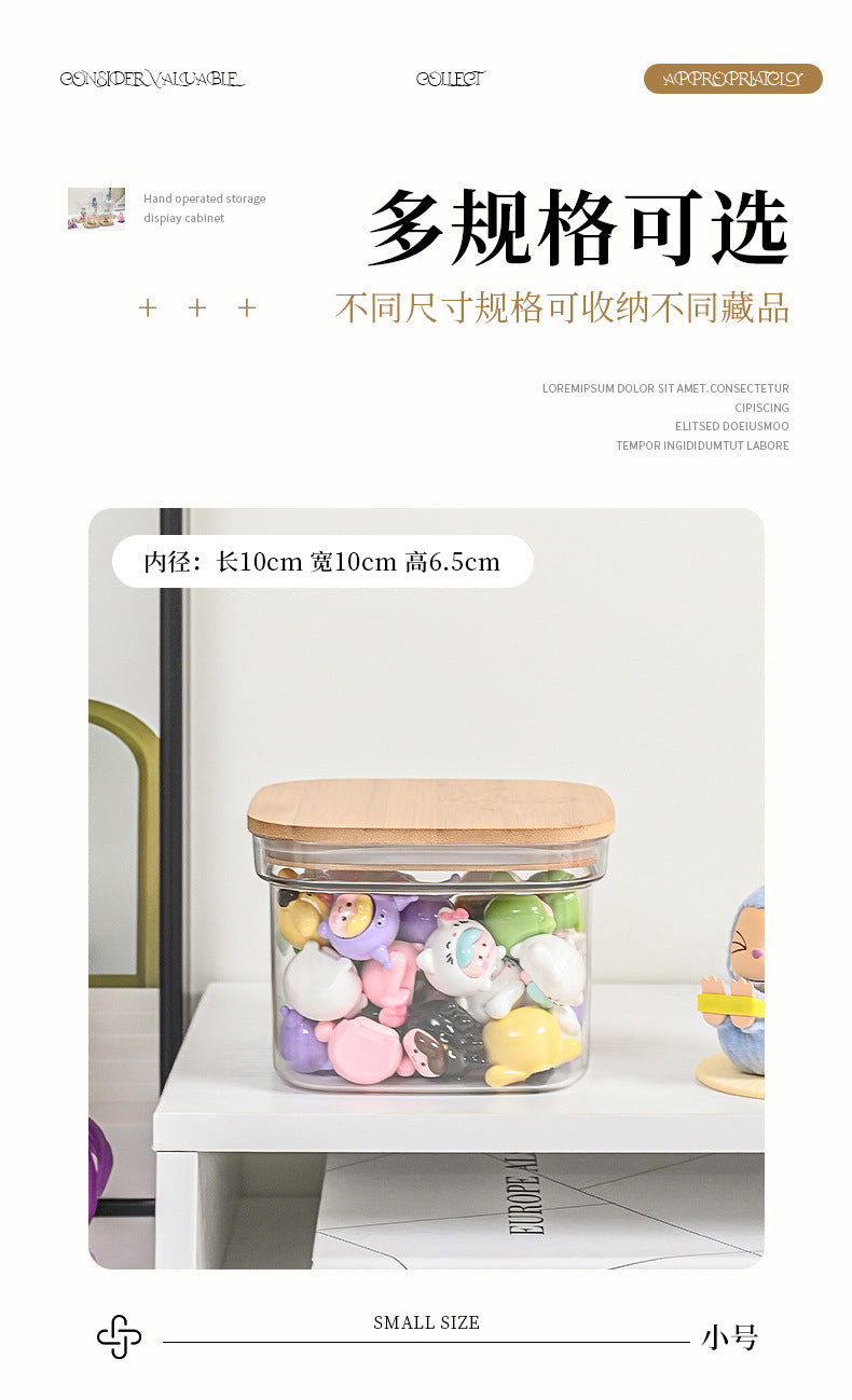 Transparent Labubu Display Box Dustproof Bamboo Wood High Transparency Trendy Toy Cute Bubble Mart Figurine Box Mini Storage Box