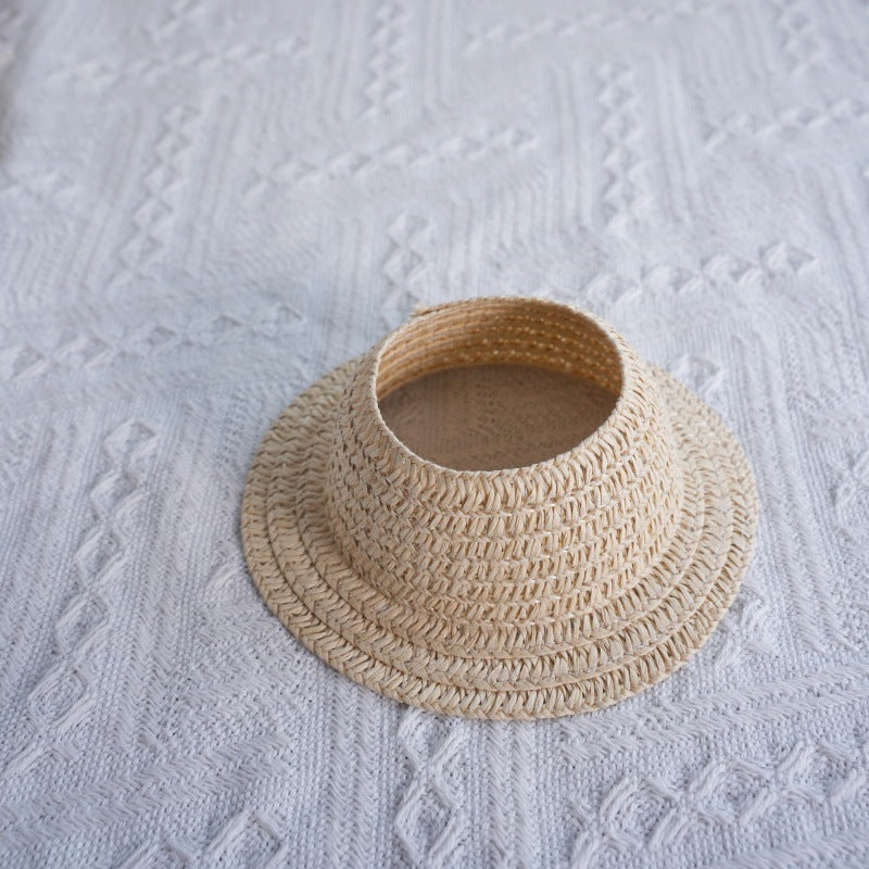 (only-clothes) Labubu Open Top Straw Hat Woven Hat Party Costume Accessories Pastoral Style Labubu Baby Clothes Decoration Accessories