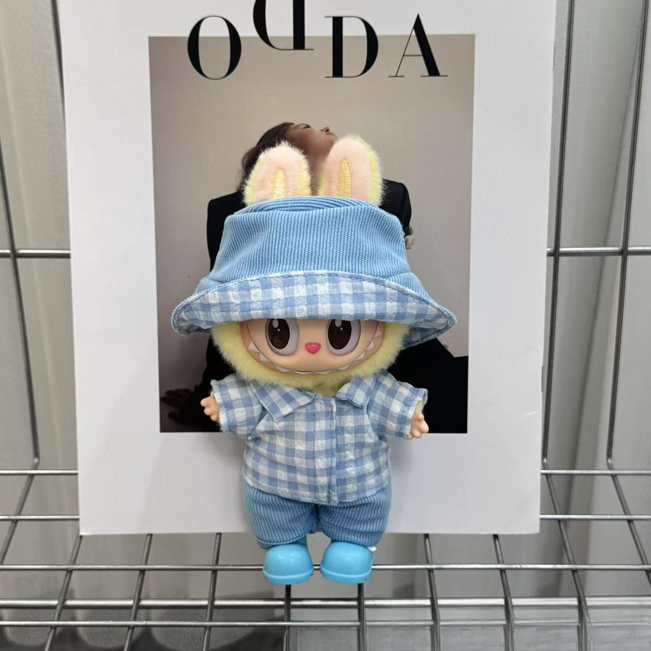 (only-clothes) Only Clothes 17cm Labubu Doll Clothes Second and Third Generation Vinyl Doll Clothes Plaid Shirt Set Hat Shoes