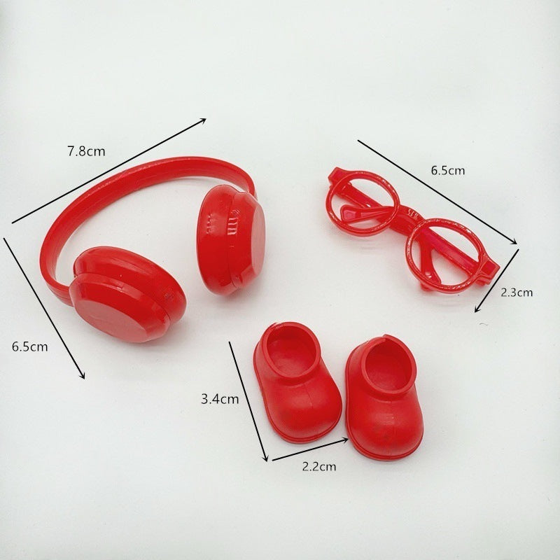 Labubu Doll 17CM Labubu 10cm Cotton Doll Dress-Up Headphones Glasses Shoes Boots Crown Accessories