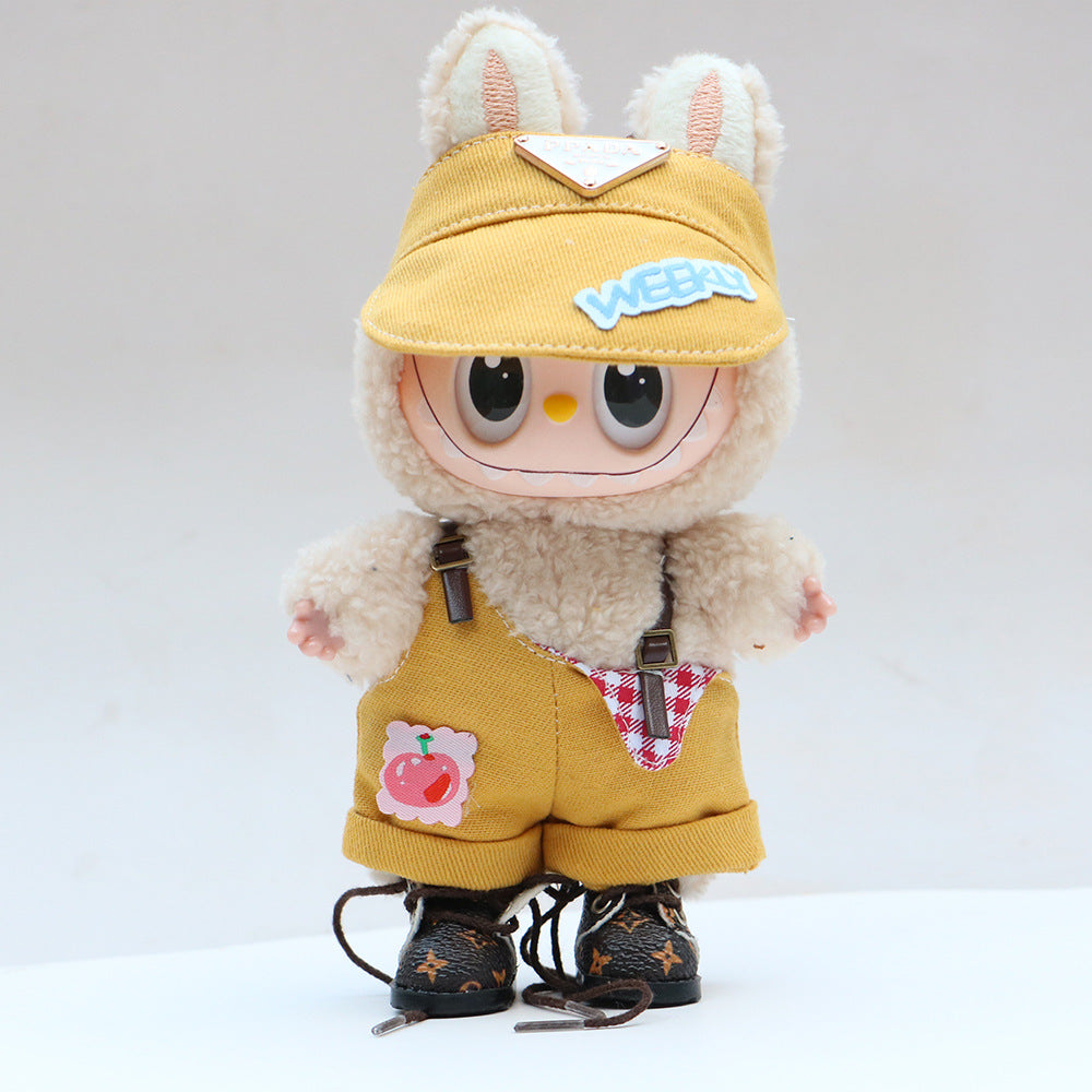(only-clothes) Labubu Wearable Doll Clothes Replacement for 17cm Doll Cute Dress-Up Casual Outfit Overalls Clothes