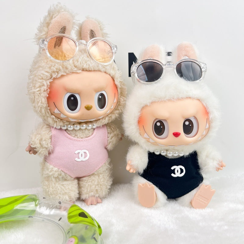 (only-clothes) Labubu Baby Clothes Accessories Little Chanel Style Swimsuit Set Vinyl Blind Box First Second Third Generation Labubu Clothes Replacement