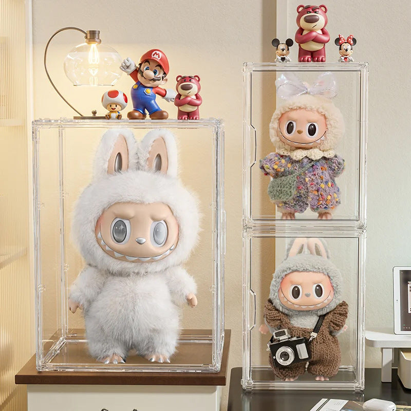 Labubu Bubble Mart Compatible Vinyl Protective Dust Cover Acrylic High Transparency Labubu Blind Box Display Case Cabinet