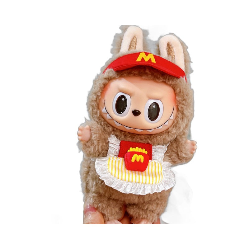 (only-clothes) Labubu Doll Clothes 17cm Heartbeat Macaron Vinyl Face Labubu Dress-Up Doll Accessories