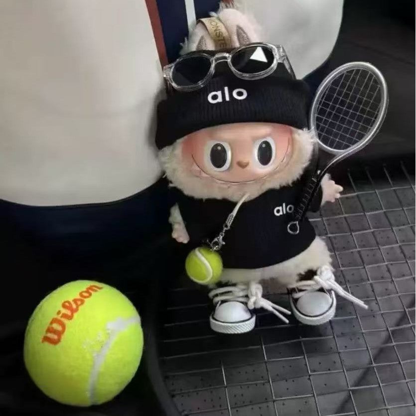 (only-clothes) In Stock Alo Knitted Labubu Tennis Baby Clothes Sports Set First Second Third Generation Sitting Party Labubu Clothes