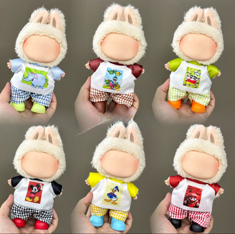 (Only-Clothes) Clothes Only Suitable for Generation Second Generation and Third Generation Pull Clothes 17cm Blind Box Pendant Trendy Vinyl Doll Cloth Ragdoll