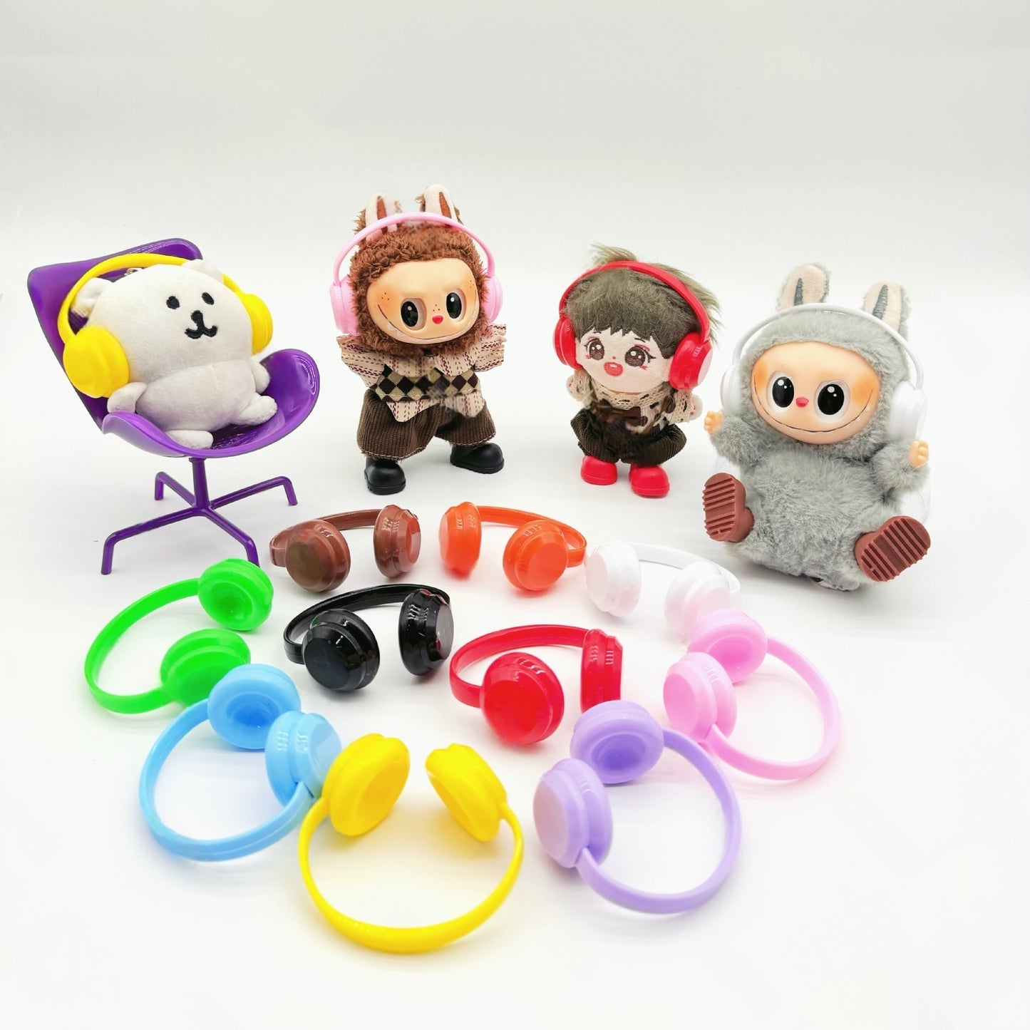 Labubu Doll 17CM Labubu 10cm Cotton Doll Dress-Up Headphones Glasses Shoes Boots Crown Accessories
