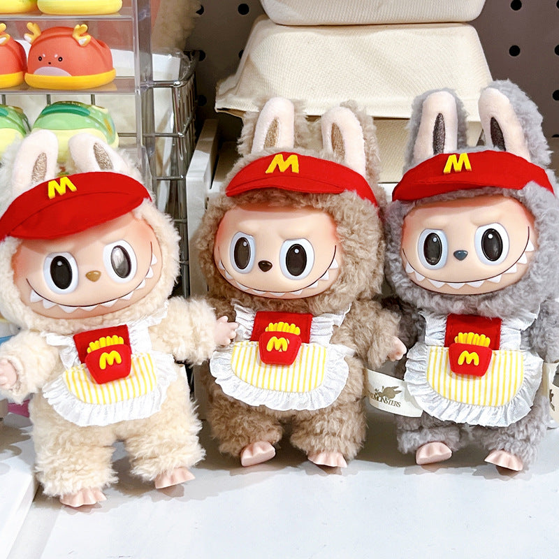 (only-clothes) Labubu Doll Clothes 17cm Heartbeat Macaron Vinyl Face Labubu Dress-Up Doll Accessories