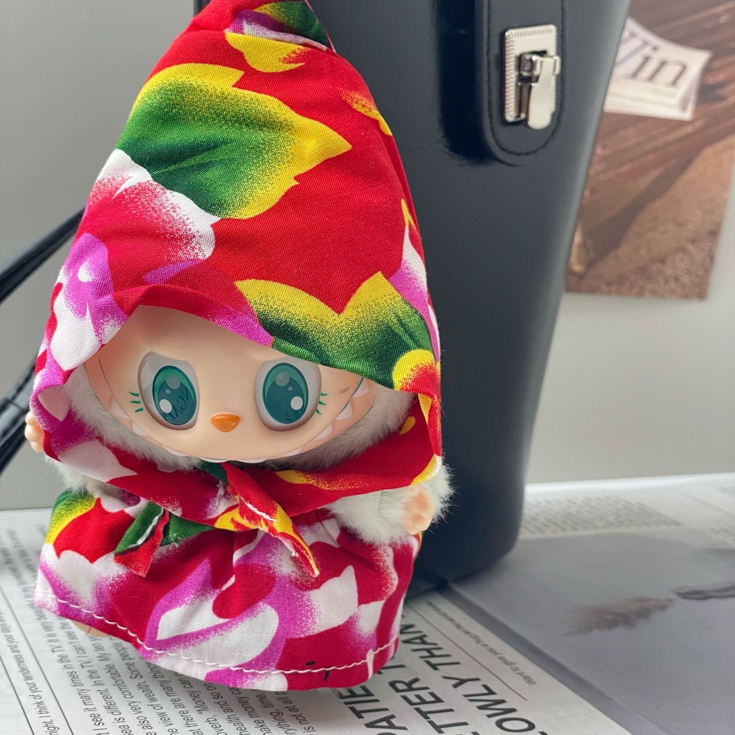 (only-clothes) Labubu One-piece Hat Set Only Clothes First and Second Generation Labubu Cute Baby Clothes Red Floral Doll Dress