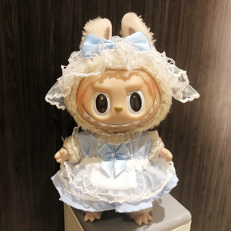 (only-clothes) Original Labubu Sitting Party Vinyl Plush Doll Clothes Pendant Keychain Clothes Dress-Up