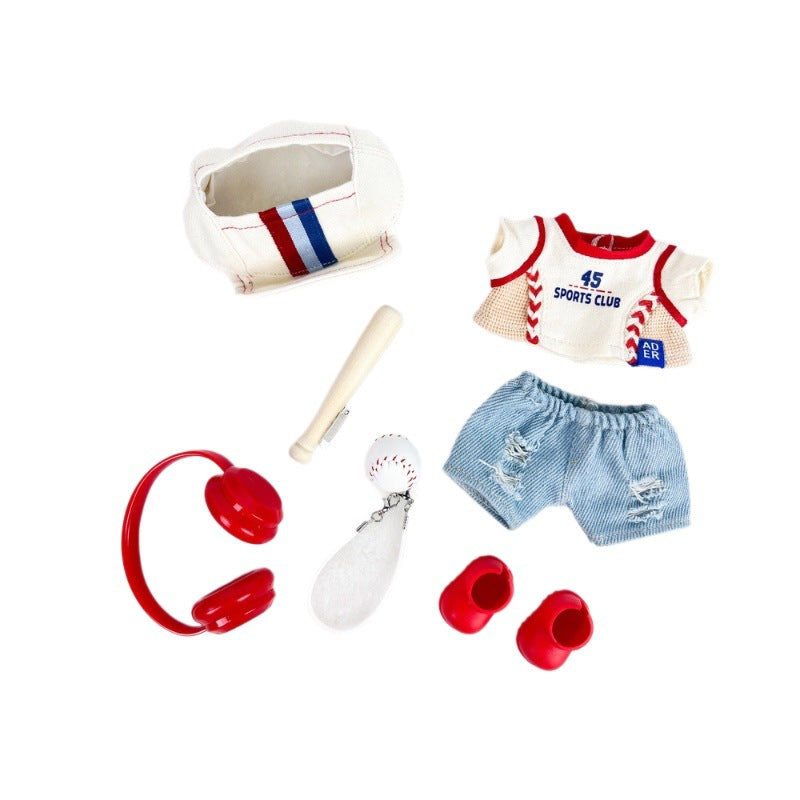 (only-clothes) Labubu Doll Clothes Accessories Sports Outfit Baseball Set First Second Third Generation Blind Box Pendant Labubu Clothes Dress Up