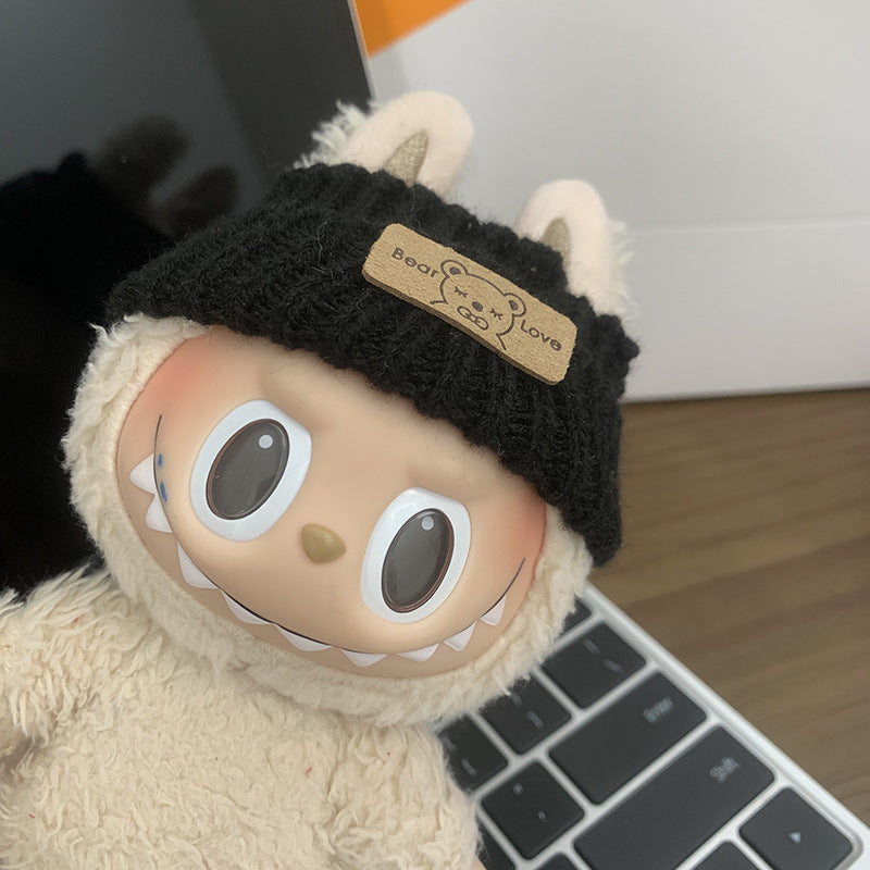 (only-clothes) Labubu Baby Clothes Vinyl Doll Knitted Sweater Hat Casual Trendy Outfit (doll not included)