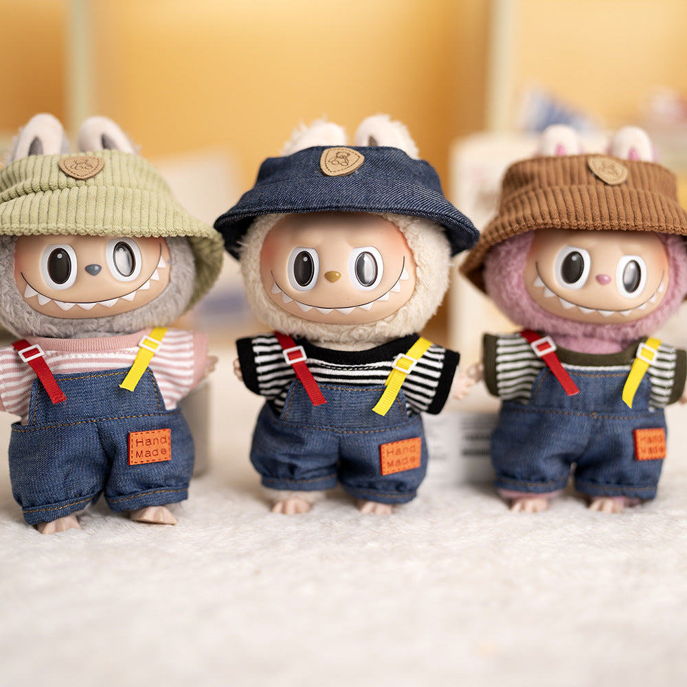 Labubu Plush Doll Clothes T-Shirt with Denim Overalls Labubu Plush Toy Doll Accessories Clothes