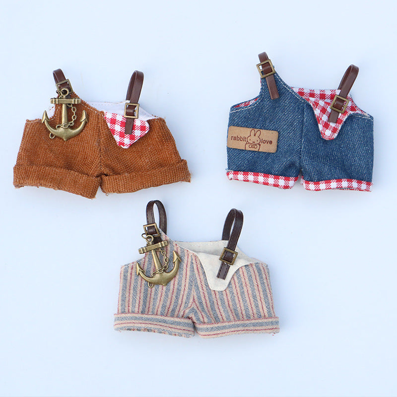 (only-clothes) Labubu Wearable Doll Clothes Replacement for 17cm Doll Cute Dress-Up Casual Outfit Overalls Clothes