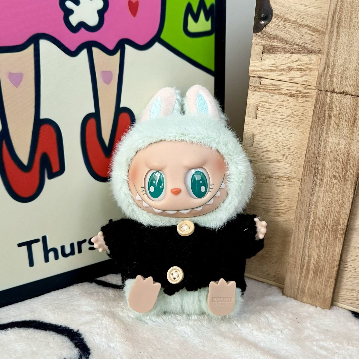 (only-clothes) First and Second Generation Keychain Labubu Clothing Pendant Labubu Hat Sitting Party Sweater Warm Winter Set Scarf