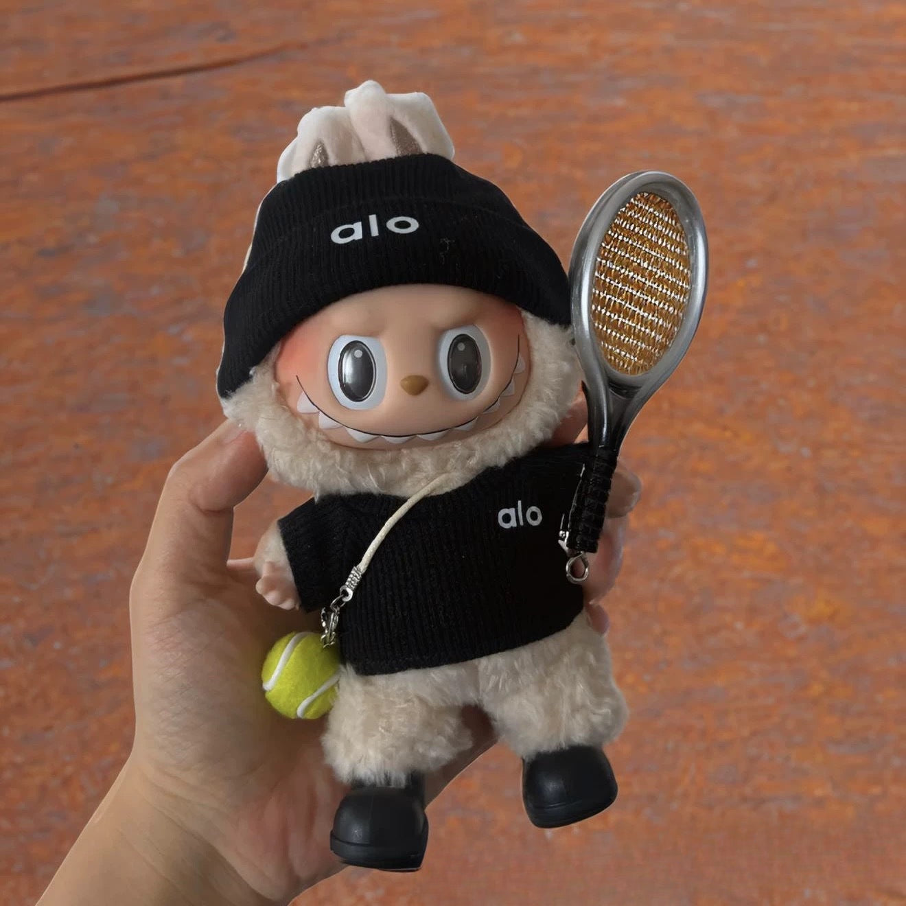 (only-clothes) In Stock Alo Knitted Labubu Tennis Baby Clothes Sports Set First Second Third Generation Sitting Party Labubu Clothes