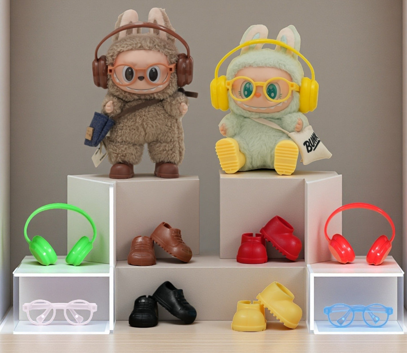 (only-clothes)labubu17cm Labubu Dress-Up Headphones Glasses Shoes Boots Accessories First and Second Generation Accessories Vinyl Doll Wholesale