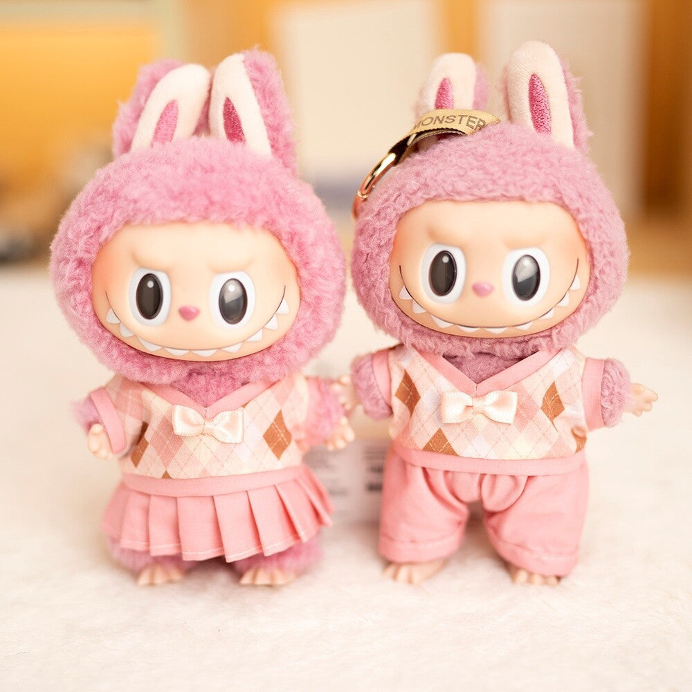 (only-clothes) Labubu Doll Clothes 17cm Labubu Clothes Blind Box Doll Dress Up Set Cute Dress Up British Style Set