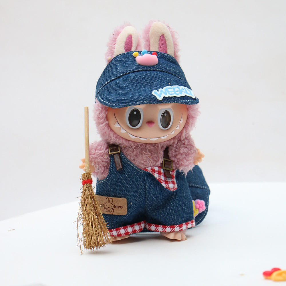 17cm Labubu Doll Clothes Sun Hat First and Second Generation Accessories 10cm Doll Clothes Accessories Doll Clothes Apron Hat