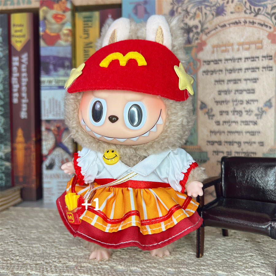 (only-clothes) Suitable for 17cm Labubu Vinyl Doll Plush Toy and Other Wearable Clothes Dress Up Skirt Set