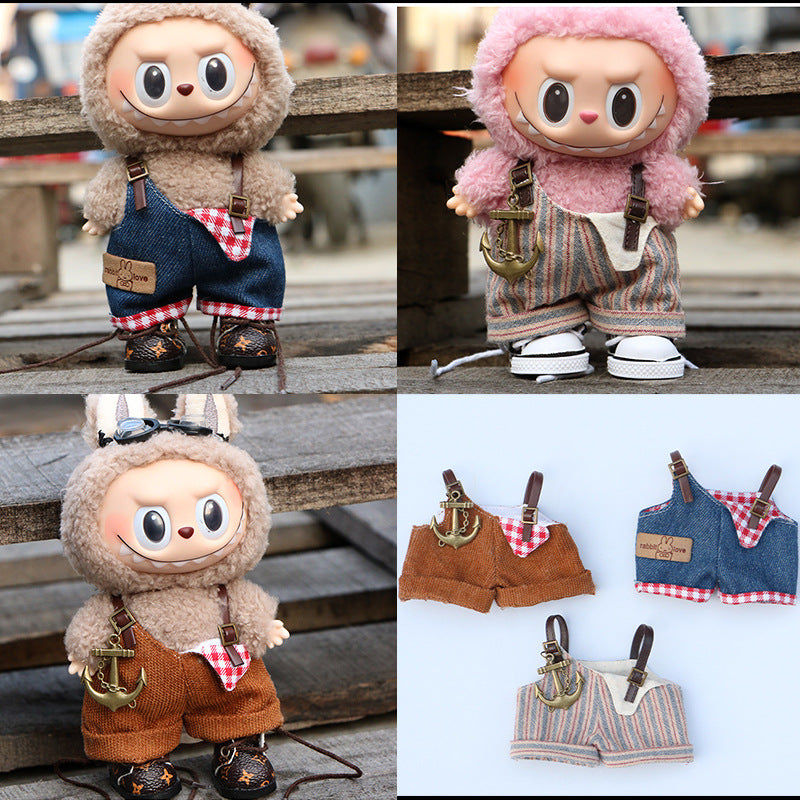 (only-clothes) Labubu Wearable Doll Clothes Replacement for 17cm Doll Cute Dress-Up Casual Outfit Overalls Clothes