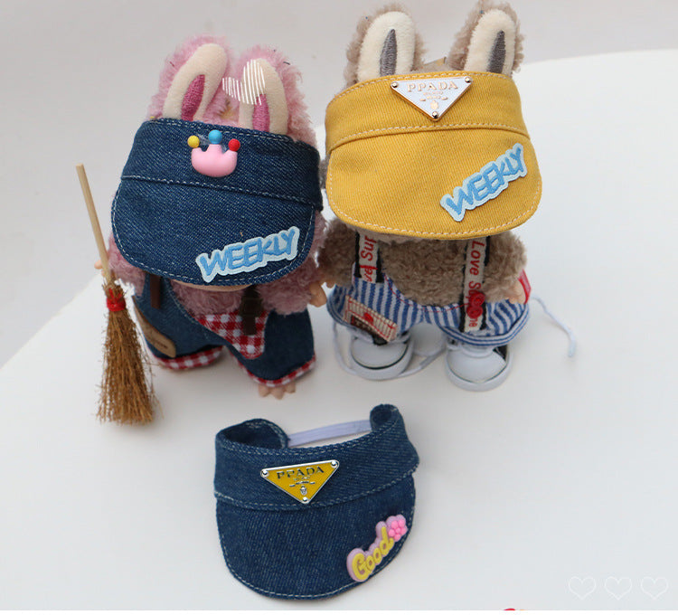 17cm Labubu Doll Clothes Sun Hat First and Second Generation Accessories 10cm Doll Clothes Accessories Doll Clothes Apron Hat