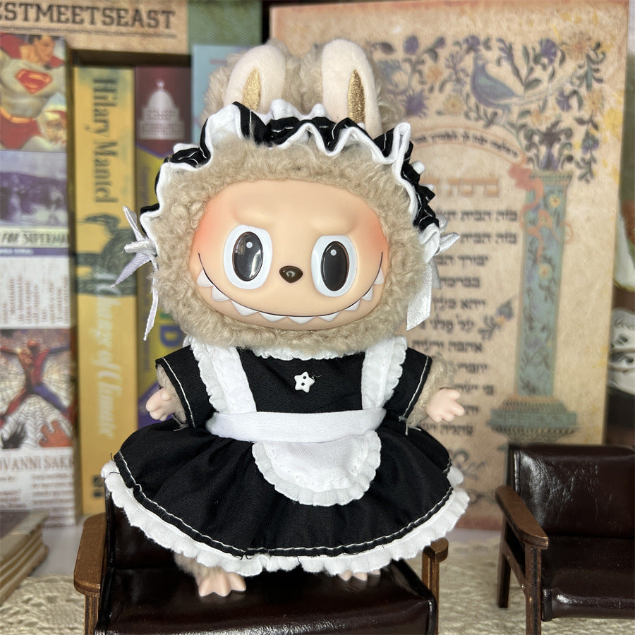 (only-clothes) Suitable for 17cm Labubu Vinyl Doll Plush Toy and Other Wearable Clothes Dress Up Skirt Set