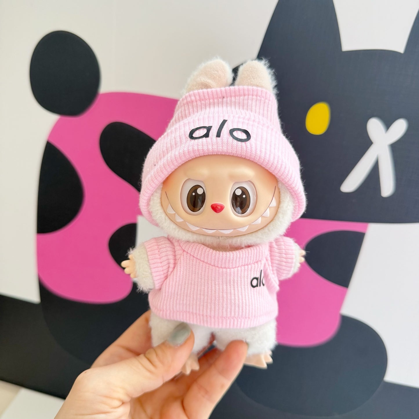 (only-clothes) New Labubu Plush Doll Trendy Brand Crow Heart Set Baby Clothes Replacement Ribbed Shirt Hot-Selling Big Brand Set Cute Baby Clothes