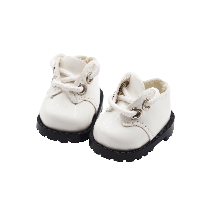 (only-clothes) Labubu 10cm Cotton Doll Shiny Leather Round Toe Lace-up Suit Shoes Finger Shoes 3.8*2.3cm